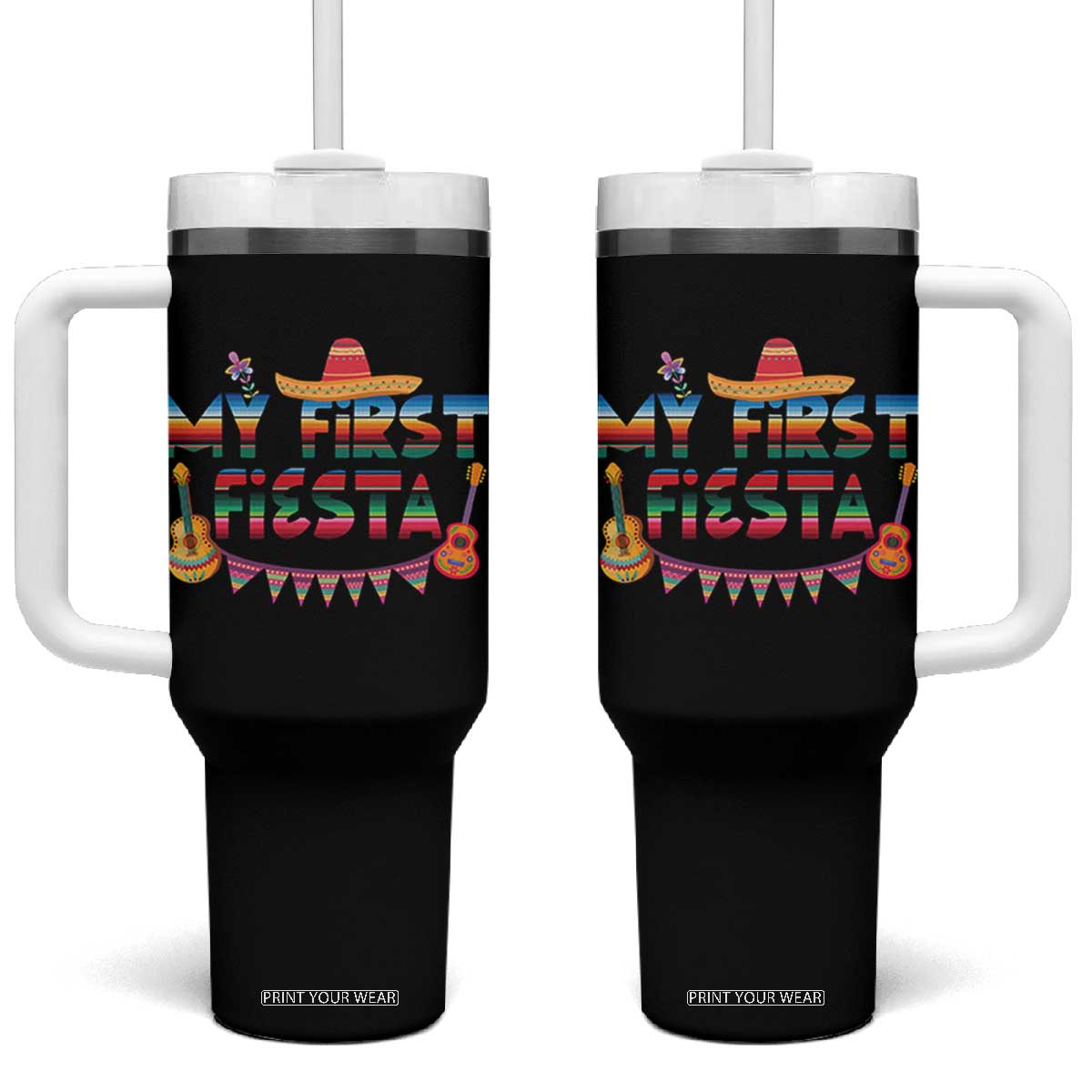 My First Fiesta Tumbler With Handle Baby Cinco De Mayo Mexican Fiesta Outfit TS10 One Size: 40 oz Black Print Your Wear