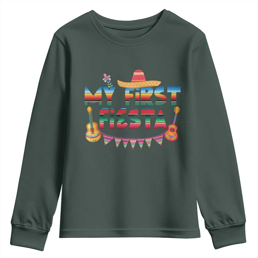 My First Fiesta Youth Sweatshirt Baby Cinco De Mayo Mexican Fiesta Outfit TS10 Dark Forest Green Print Your Wear