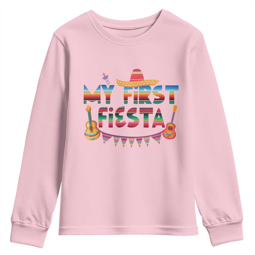 My First Fiesta Youth Sweatshirt Baby Cinco De Mayo Mexican Fiesta Outfit TS10 Light Pink Print Your Wear