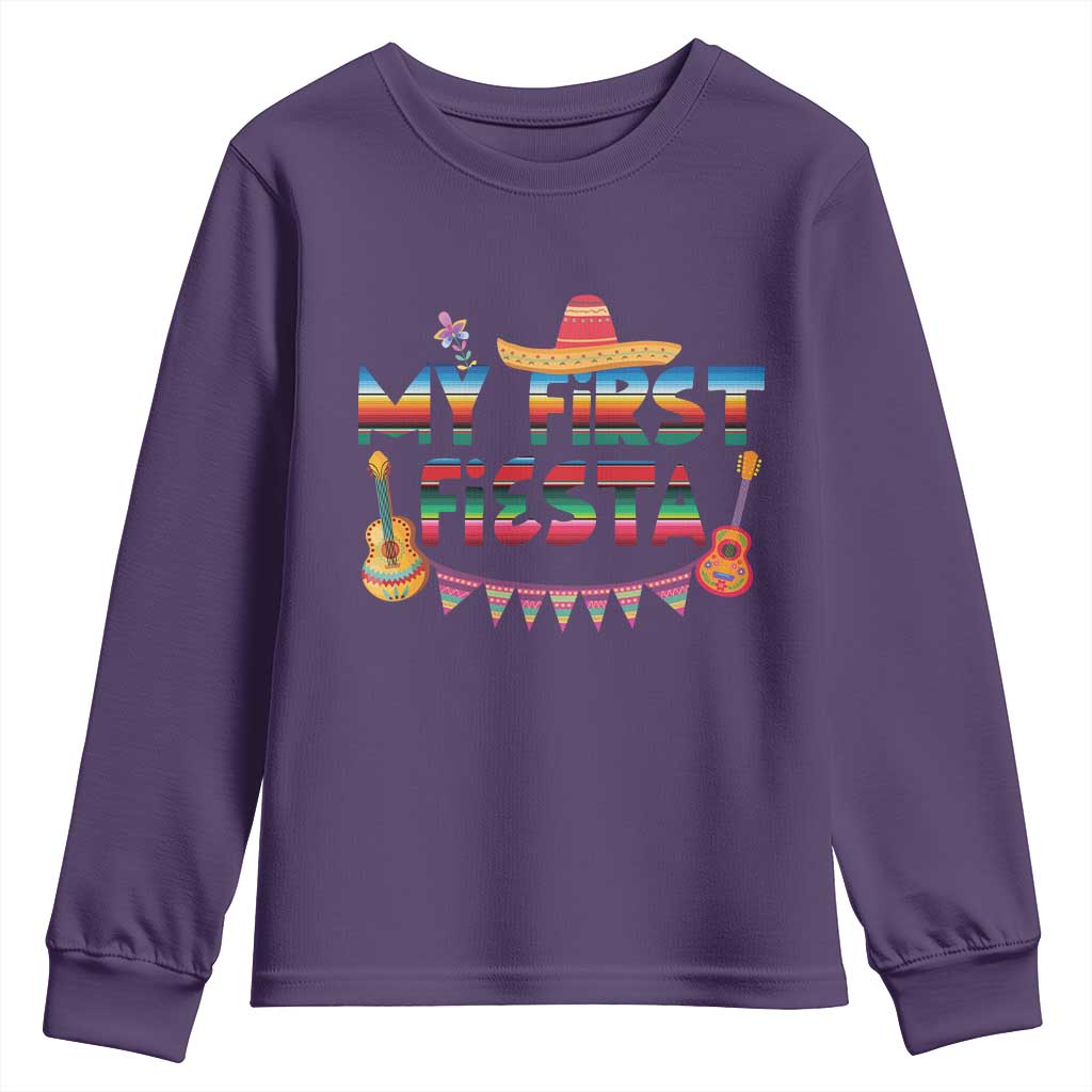 My First Fiesta Youth Sweatshirt Baby Cinco De Mayo Mexican Fiesta Outfit TS10 Purple Print Your Wear