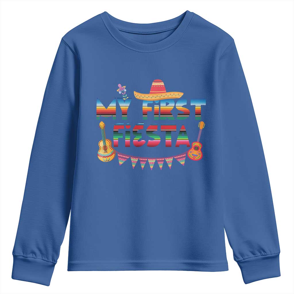 My First Fiesta Youth Sweatshirt Baby Cinco De Mayo Mexican Fiesta Outfit TS10 Royal Blue Print Your Wear
