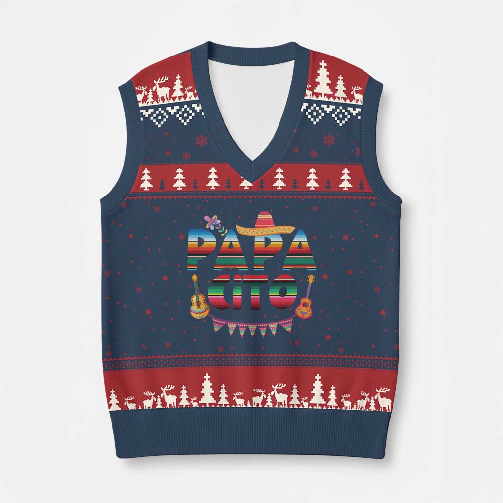 Papa Cito V-Neck Knit Sweater Vest Mexican Dad Latino Fathers Day Gift TS10 Navy Red Print Your Wear