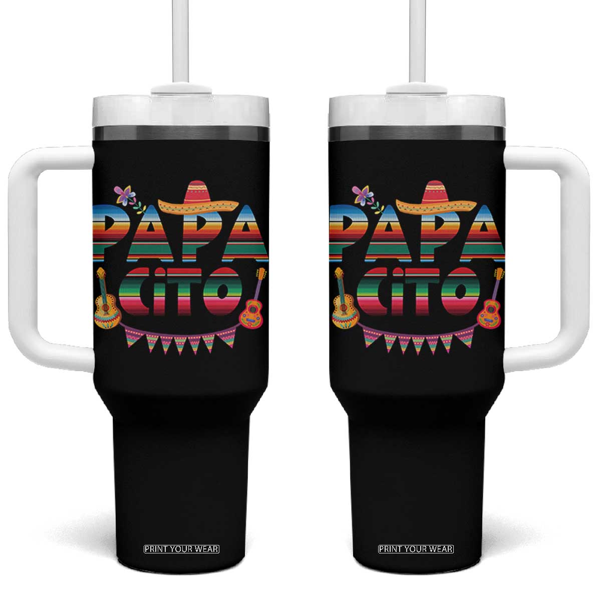 Papa Cito Tumbler With Handle Mexican Dad Latino Fathers Day Gift TS10 One Size: 40 oz Black Print Your Wear