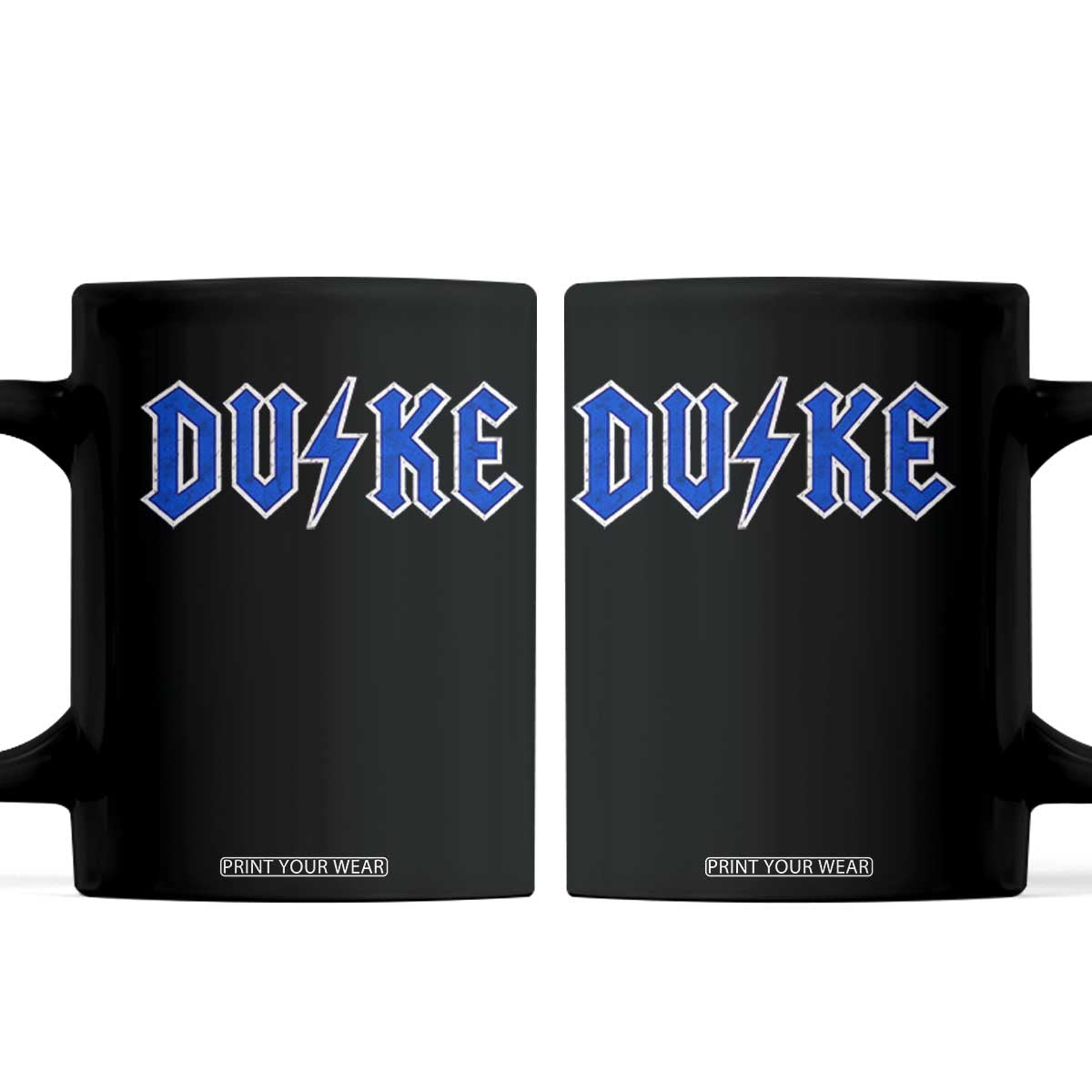 Vintage Duke Last Name Sports Style Coffee Mug Vintage Lightning Bold Gothic Font Graphic Basketball Fans TS10 Black Print Your Wear