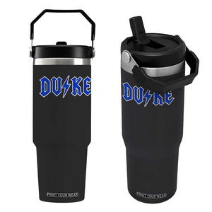 Vintage Duke Last Name Sports Style Flip Straw Tumbler Vintage Lightning Bold Gothic Font Graphic Basketball Fans TS10 One Size: 30 oz Black Print Your Wear