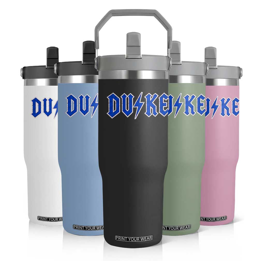 Vintage Duke Last Name Sports Style Flip Straw Tumbler Vintage Lightning Bold Gothic Font Graphic Basketball Fans TS10 Print Your Wear