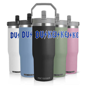 Vintage Duke Last Name Sports Style Flip Straw Tumbler Vintage Lightning Bold Gothic Font Graphic Basketball Fans TS10 Print Your Wear