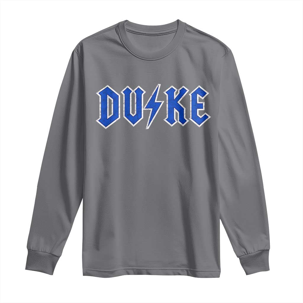 Vintage Duke Last Name Sports Style Long Sleeve Shirt Vintage Lightning Bold Gothic Font Graphic Basketball Fans TS10 Charcoal Print Your Wear