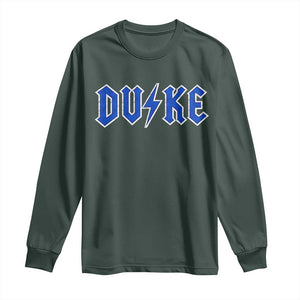 Vintage Duke Last Name Sports Style Long Sleeve Shirt Vintage Lightning Bold Gothic Font Graphic Basketball Fans TS10 Dark Forest Green Print Your Wear
