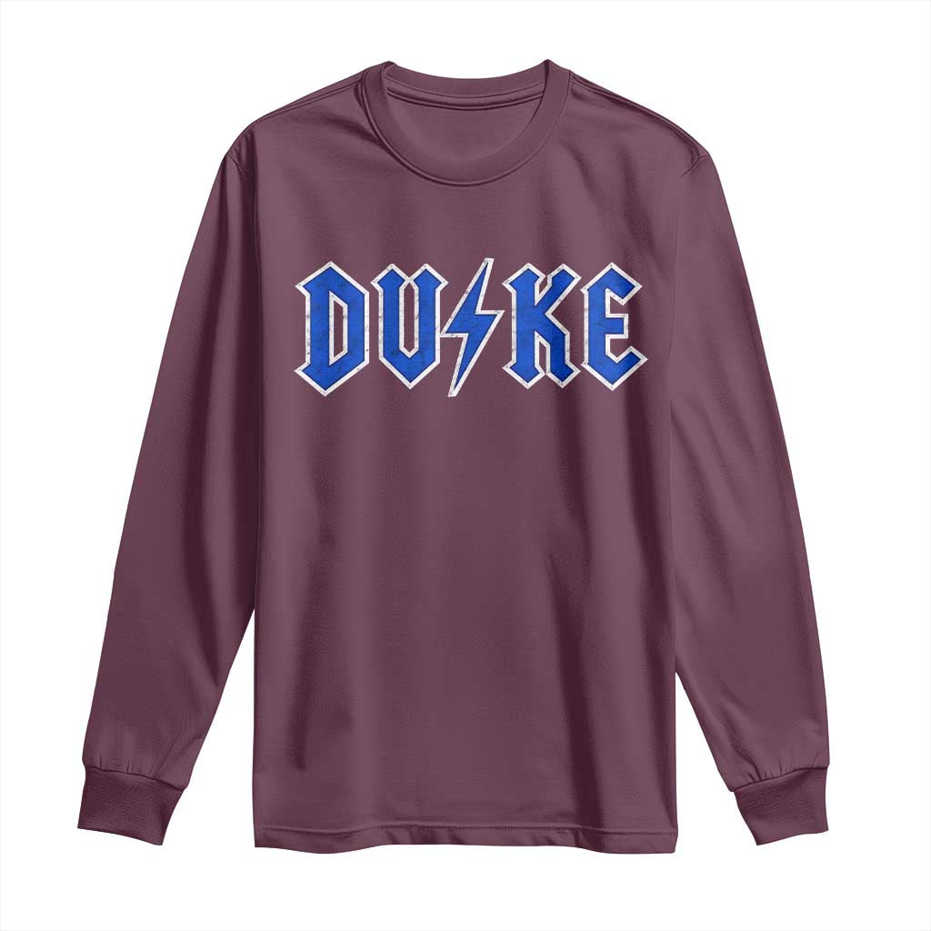 Vintage Duke Last Name Sports Style Long Sleeve Shirt Vintage Lightning Bold Gothic Font Graphic Basketball Fans TS10 Maroon Print Your Wear