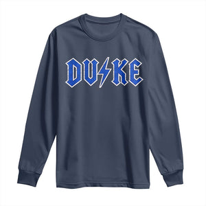 Vintage Duke Last Name Sports Style Long Sleeve Shirt Vintage Lightning Bold Gothic Font Graphic Basketball Fans TS10 Navy Print Your Wear