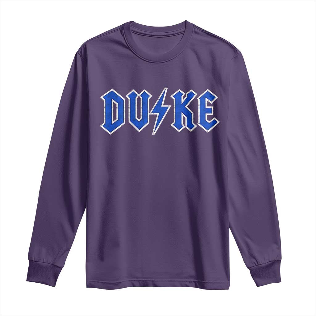 Vintage Duke Last Name Sports Style Long Sleeve Shirt Vintage Lightning Bold Gothic Font Graphic Basketball Fans TS10 Purple Print Your Wear