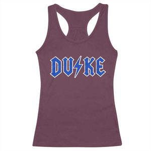 Vintage Duke Last Name Sports Style Racerback Tank Top Vintage Lightning Bold Gothic Font Graphic Basketball Fans TS10 Maroon Print Your Wear