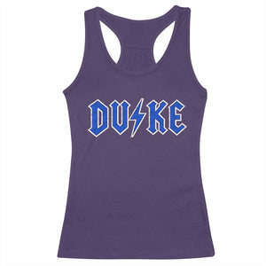 Vintage Duke Last Name Sports Style Racerback Tank Top Vintage Lightning Bold Gothic Font Graphic Basketball Fans TS10 Purple Print Your Wear