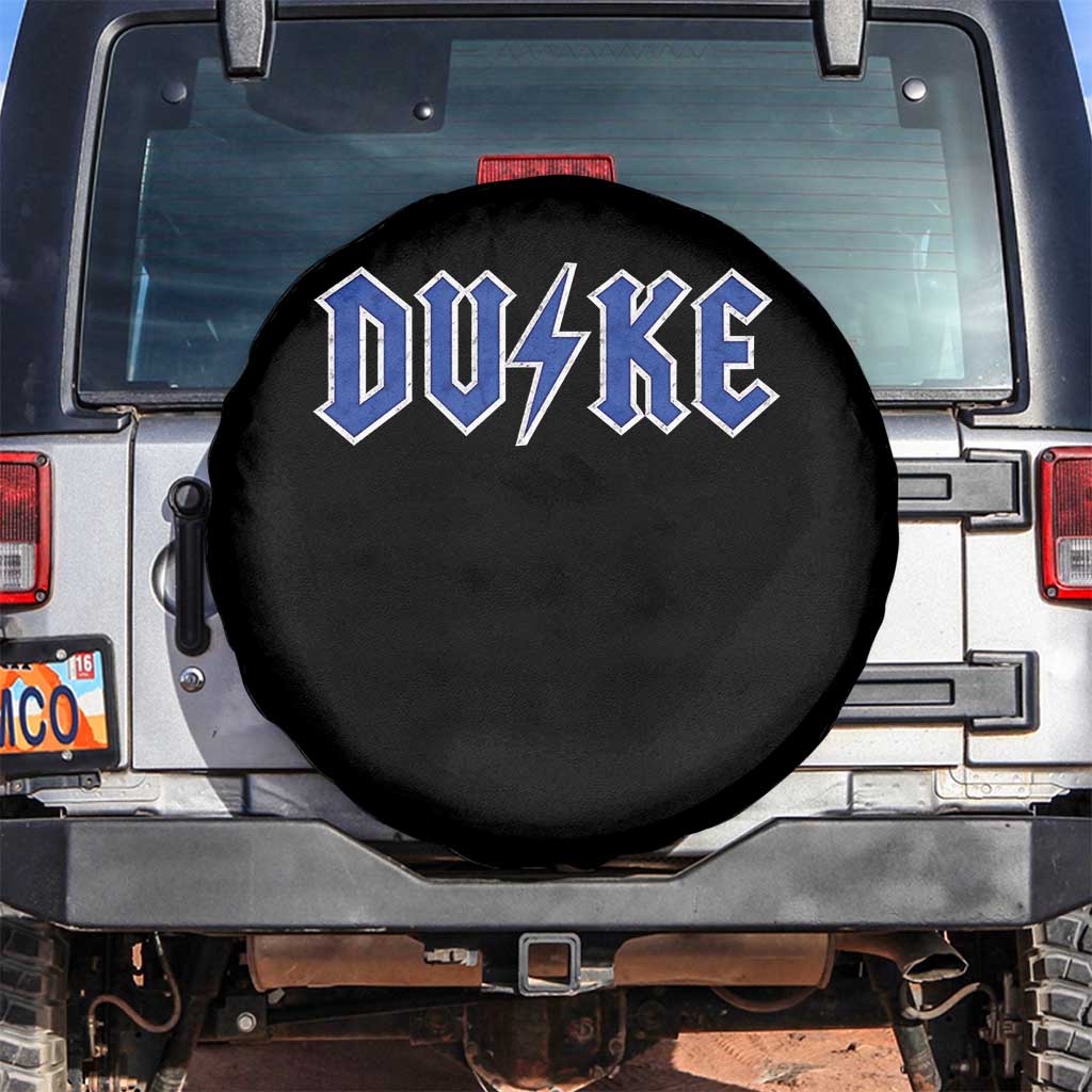 Vintage Duke Last Name Sports Style Spare Tire Cover Vintage Lightning Bold Gothic Font Graphic Basketball Fans TS10 No hole Black Print Your Wear