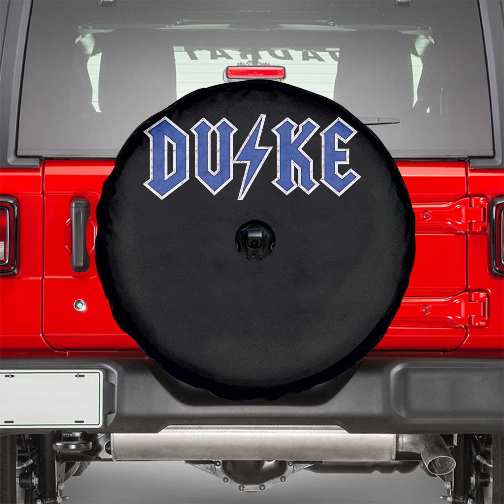Vintage Duke Last Name Sports Style Spare Tire Cover Vintage Lightning Bold Gothic Font Graphic Basketball Fans TS10 Black Print Your Wear