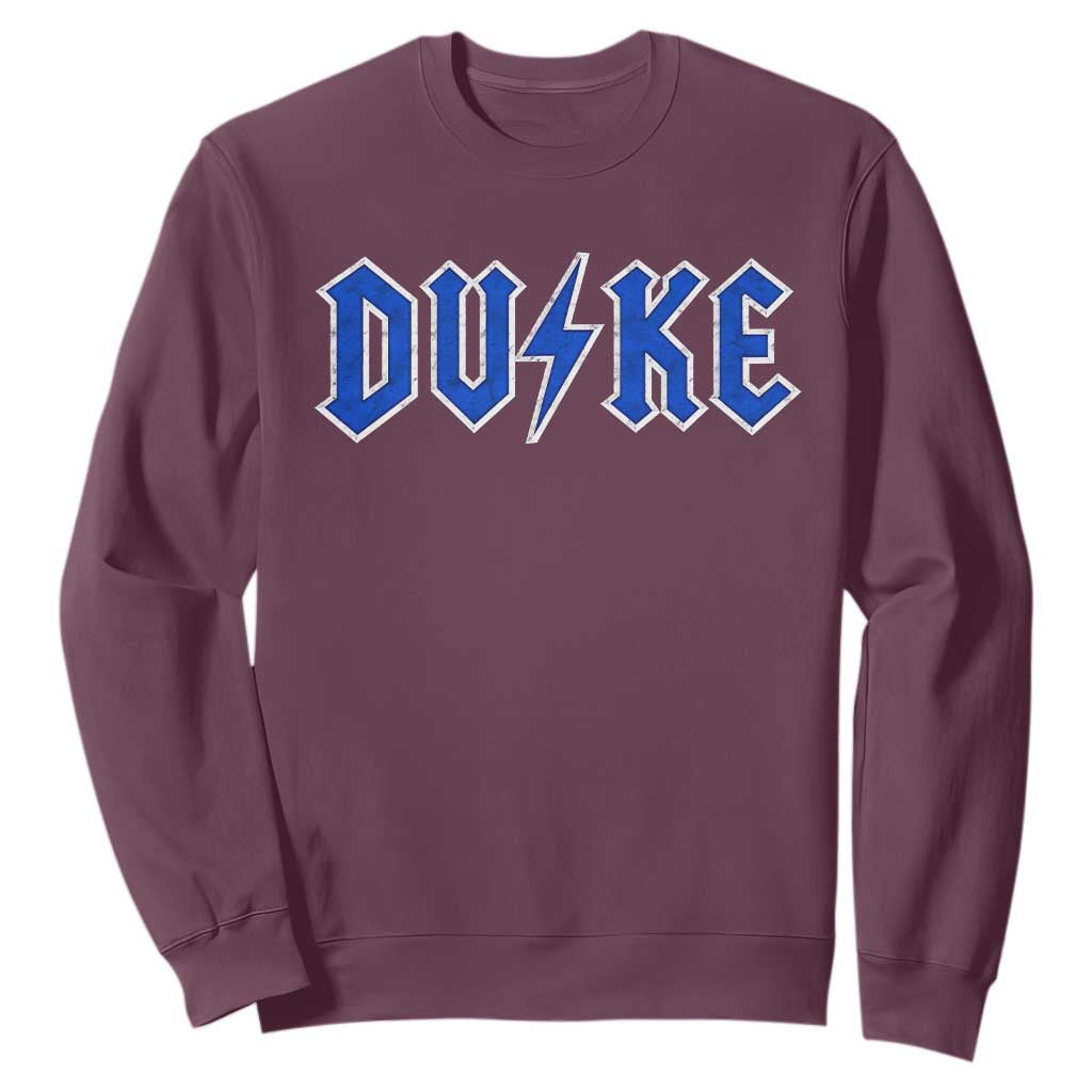 Vintage Duke Last Name Sports Style Sweatshirt Vintage Lightning Bold Gothic Font Graphic Basketball Fans TS10 Maroon Print Your Wear