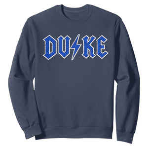 Vintage Duke Last Name Sports Style Sweatshirt Vintage Lightning Bold Gothic Font Graphic Basketball Fans TS10 Navy Print Your Wear