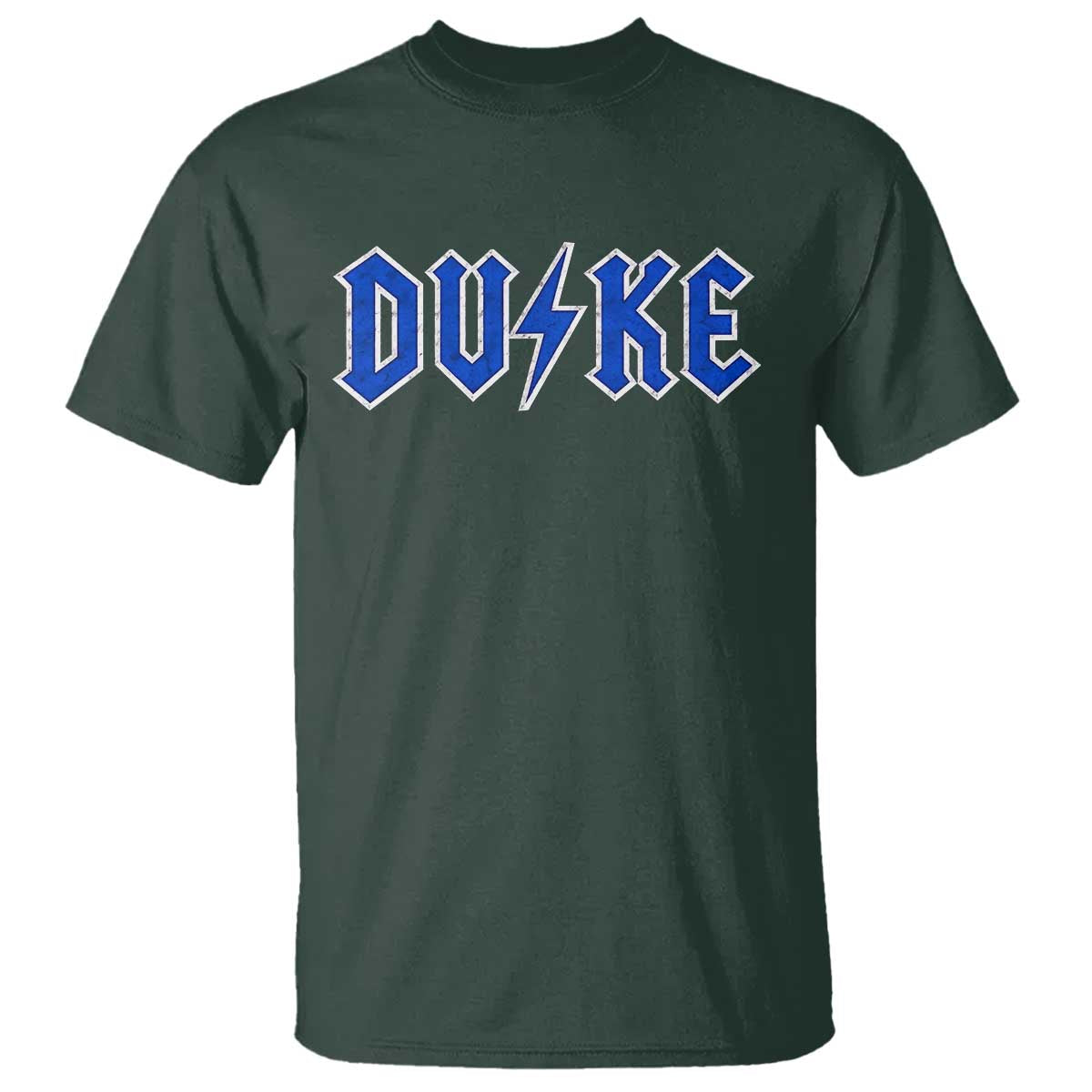 Vintage Duke Last Name Sports Style T Shirt Vintage Lightning Bold Gothic Font Graphic Basketball Fans TS10 Dark Forest Green Print Your Wear
