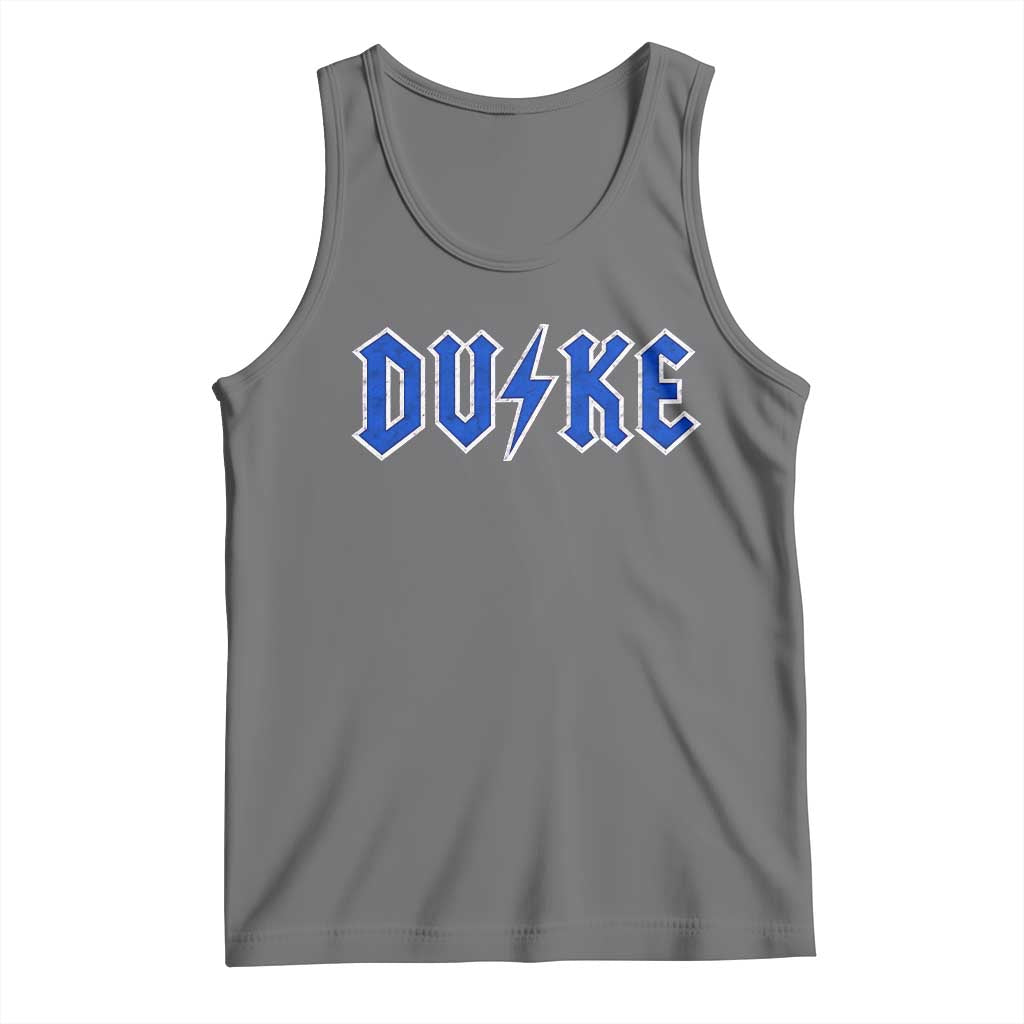 Vintage Duke Last Name Sports Style Tank Top Vintage Lightning Bold Gothic Font Graphic Basketball Fans TS10 Black Heather Print Your Wear
