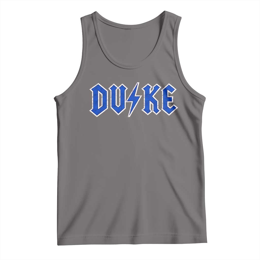 Vintage Duke Last Name Sports Style Tank Top Vintage Lightning Bold Gothic Font Graphic Basketball Fans TS10 Deep Heather Print Your Wear
