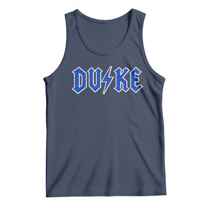 Vintage Duke Last Name Sports Style Tank Top Vintage Lightning Bold Gothic Font Graphic Basketball Fans TS10 Navy Print Your Wear