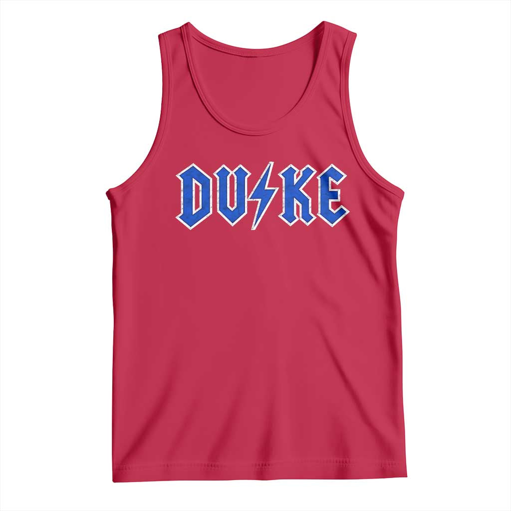 Vintage Duke Last Name Sports Style Tank Top Vintage Lightning Bold Gothic Font Graphic Basketball Fans TS10 Red Print Your Wear