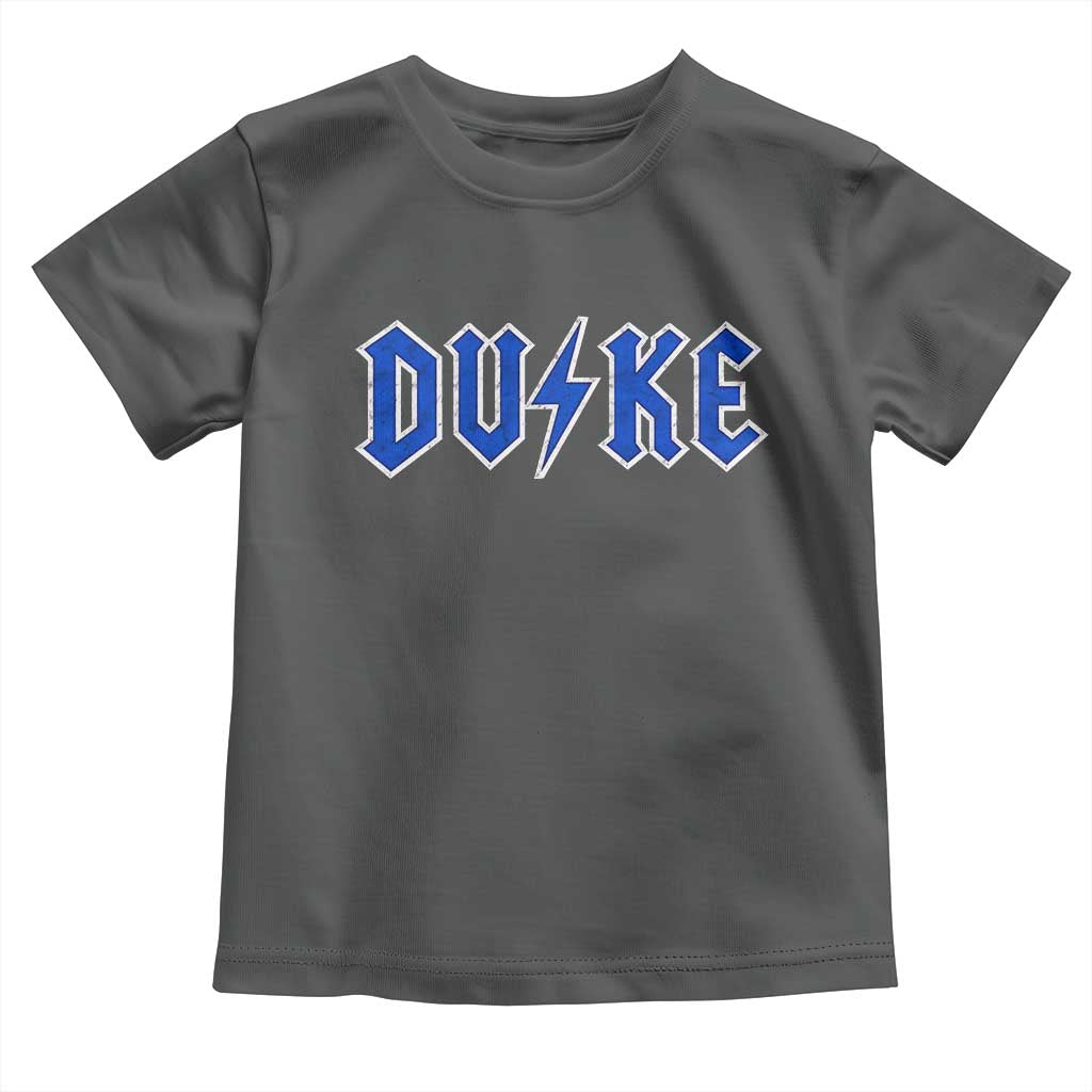 Vintage Duke Last Name Sports Style Toddler T Shirt Vintage Lightning Bold Gothic Font Graphic Basketball Fans TS10 Dark Heather Print Your Wear