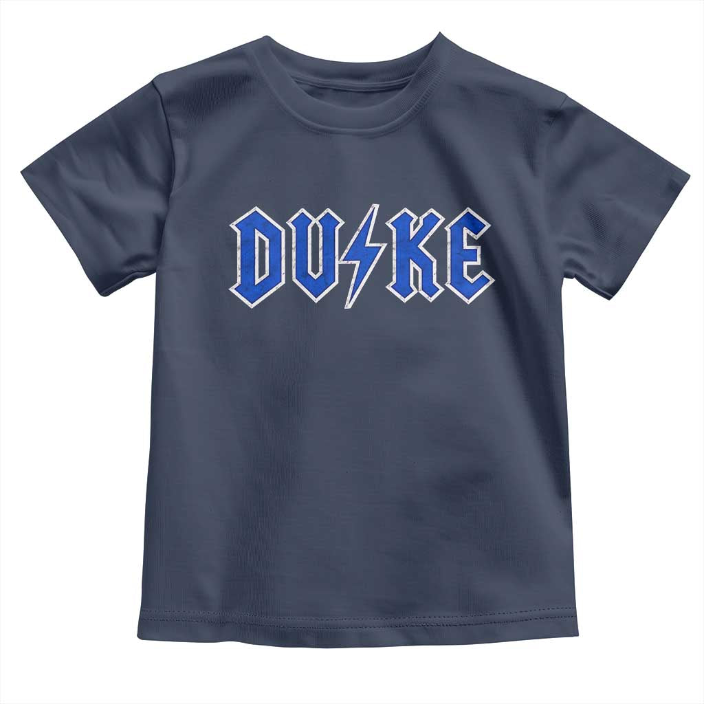 Vintage Duke Last Name Sports Style Toddler T Shirt Vintage Lightning Bold Gothic Font Graphic Basketball Fans TS10 Navy Print Your Wear