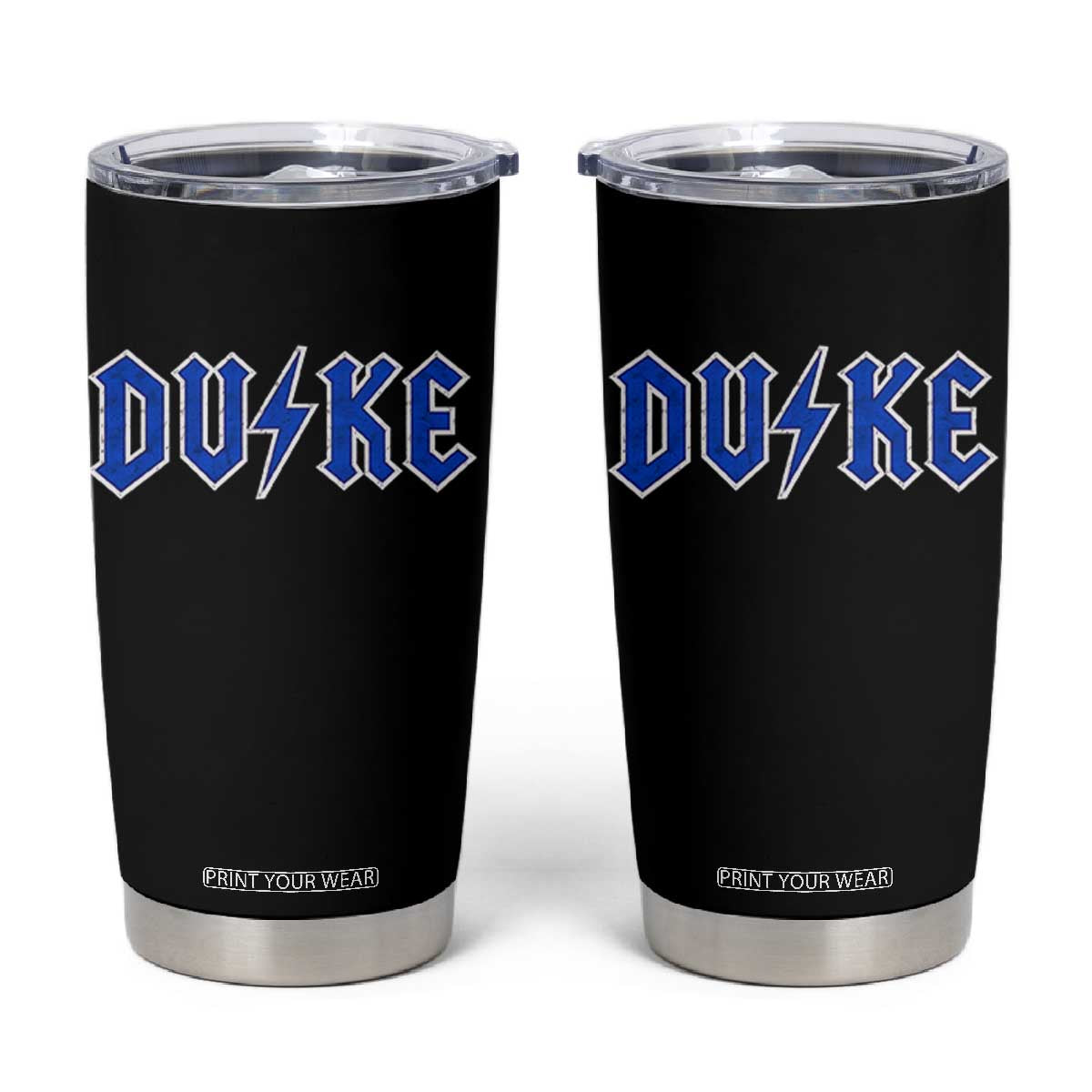 Vintage Duke Last Name Sports Style Tumbler Cup Vintage Lightning Bold Gothic Font Graphic Basketball Fans TS10 Black Print Your Wear