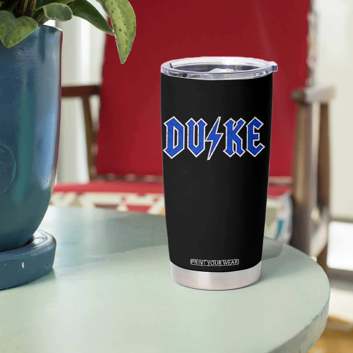 Vintage Duke Last Name Sports Style Tumbler Cup Vintage Lightning Bold Gothic Font Graphic Basketball Fans TS10 Print Your Wear