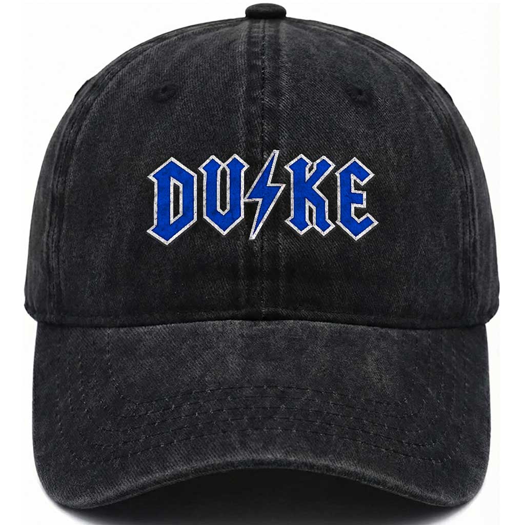 Vintage Duke Last Name Sports Style Washed Cotton Baseball Cap Vintage Lightning Bold Gothic Font Graphic Basketball Fans TS10 Print Your Wear