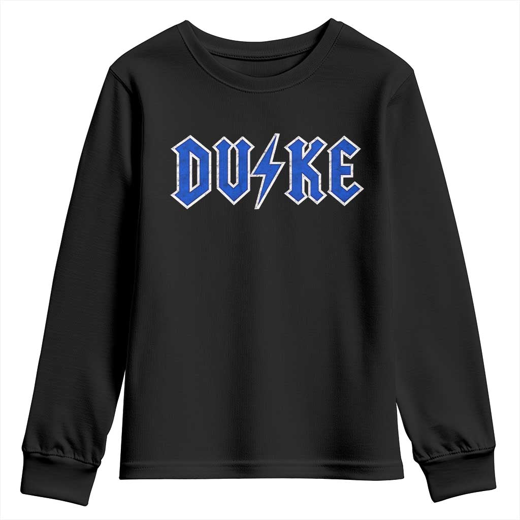 Vintage Duke Last Name Sports Style Youth Sweatshirt Vintage Lightning Bold Gothic Font Graphic Basketball Fans TS10 Black Print Your Wear