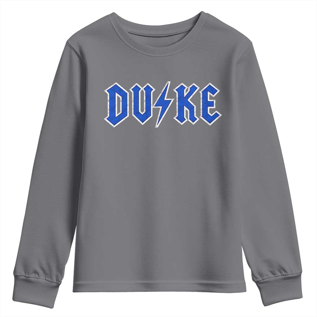 Vintage Duke Last Name Sports Style Youth Sweatshirt Vintage Lightning Bold Gothic Font Graphic Basketball Fans TS10 Charcoal Print Your Wear