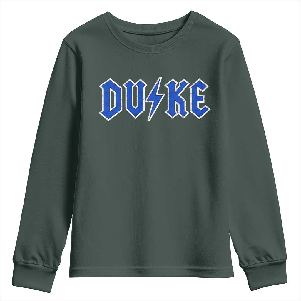 Vintage Duke Last Name Sports Style Youth Sweatshirt Vintage Lightning Bold Gothic Font Graphic Basketball Fans TS10 Dark Forest Green Print Your Wear