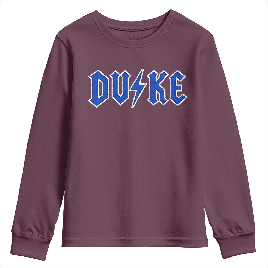 Vintage Duke Last Name Sports Style Youth Sweatshirt Vintage Lightning Bold Gothic Font Graphic Basketball Fans TS10 Maroon Print Your Wear