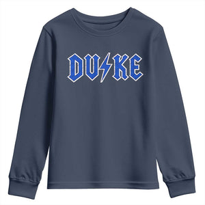 Vintage Duke Last Name Sports Style Youth Sweatshirt Vintage Lightning Bold Gothic Font Graphic Basketball Fans TS10 Navy Print Your Wear