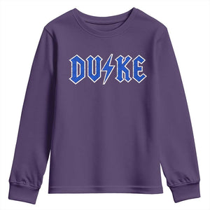 Vintage Duke Last Name Sports Style Youth Sweatshirt Vintage Lightning Bold Gothic Font Graphic Basketball Fans TS10 Purple Print Your Wear