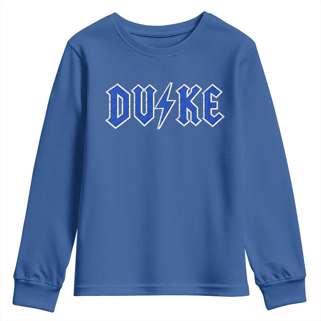 Vintage Duke Last Name Sports Style Youth Sweatshirt Vintage Lightning Bold Gothic Font Graphic Basketball Fans TS10 Royal Blue Print Your Wear