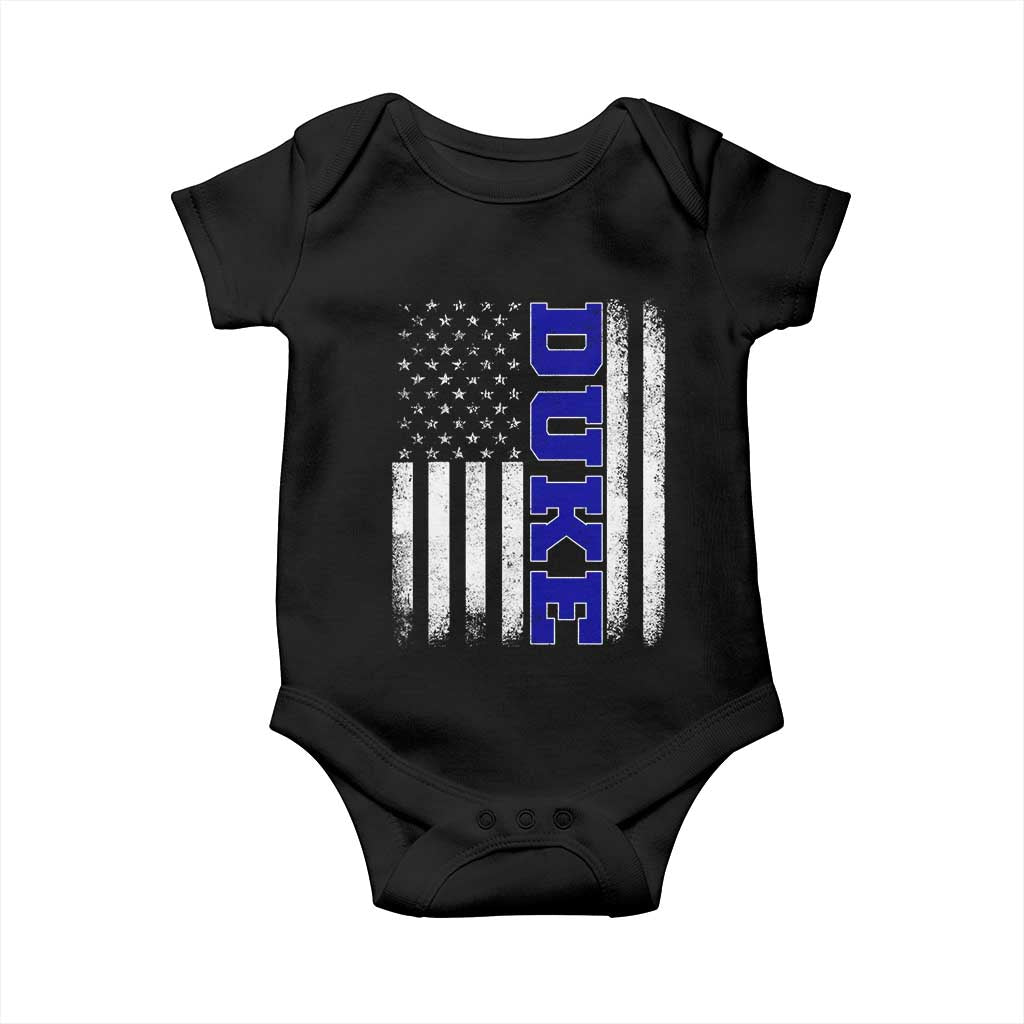 Vintage Duke Name American Flag Baby Onesie Retro Sport Basketball Fans TS10 Black Print Your Wear