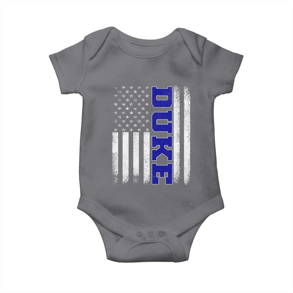 Vintage Duke Name American Flag Baby Onesie Retro Sport Basketball Fans TS10 Charcoal Print Your Wear