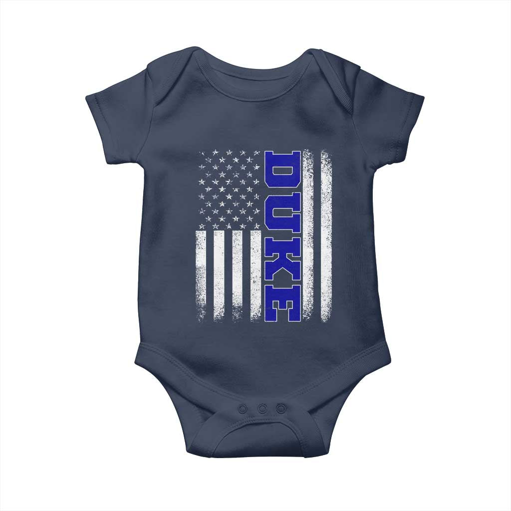 Vintage Duke Name American Flag Baby Onesie Retro Sport Basketball Fans TS10 Navy Print Your Wear