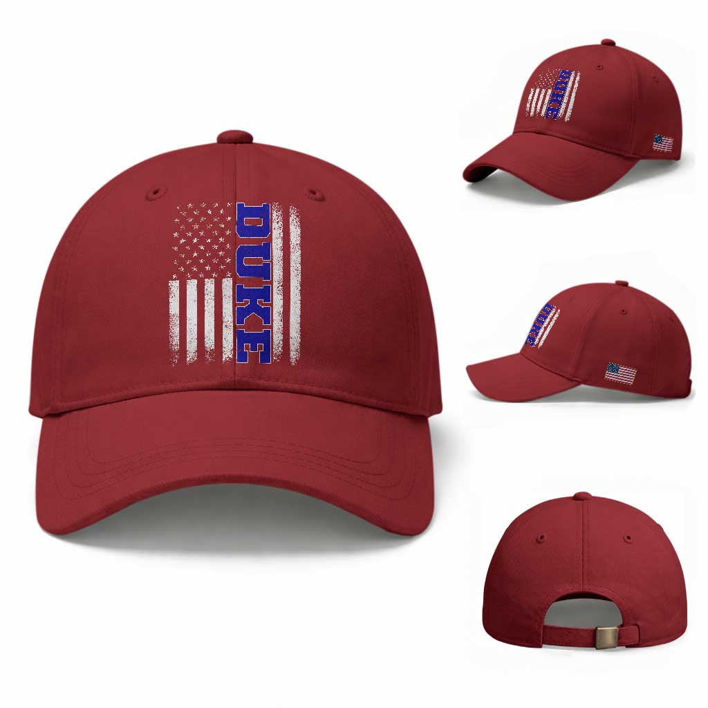 Vintage Duke Name American Flag Baseball Cap Retro Sport Basketball Fans TS10 Baseball Cap Universal Fit Cherry Red Print Your Wear