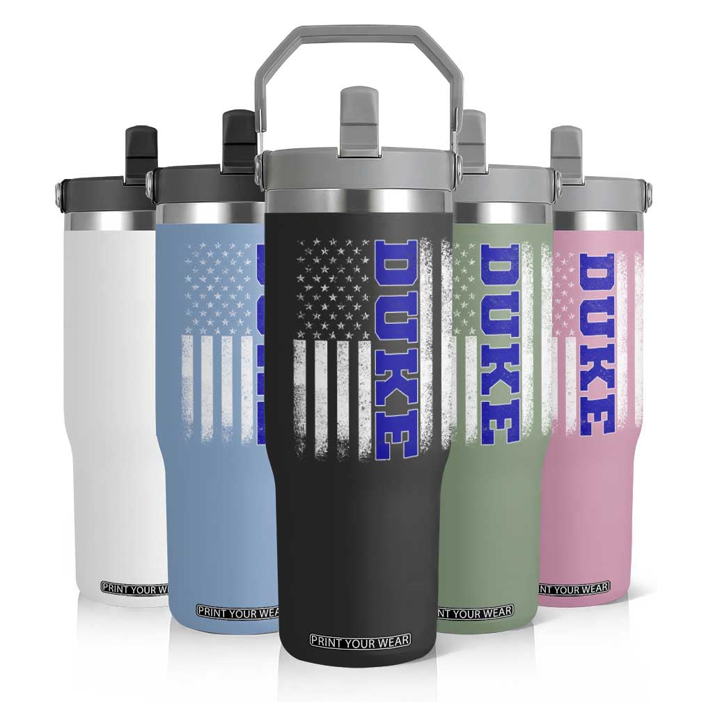 Vintage Duke Name American Flag Flip Straw Tumbler Retro Sport Basketball Fans TS10 Print Your Wear