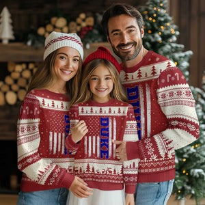 Vintage Duke Name American Flag Ugly Christmas Sweater Retro Sport Basketball Fans TS10 Red Beige Print Your Wear
