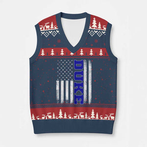 Vintage Duke Name American Flag V-Neck Knit Sweater Vest Retro Sport Basketball Fans TS10 Navy Red Print Your Wear