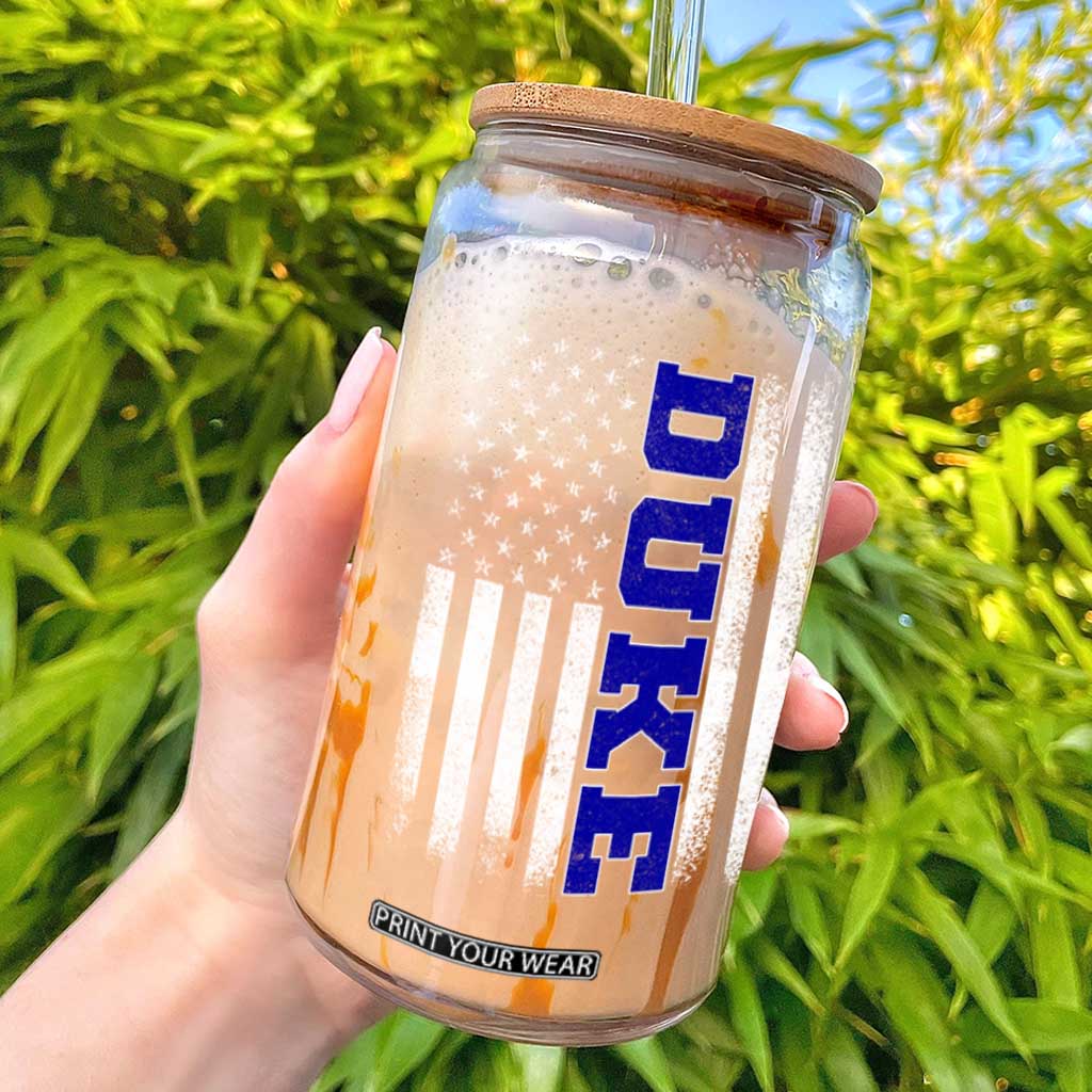 Vintage Duke Name American Flag Glass Can Retro Sport Basketball Fans TS10 Black Print Your Wear
