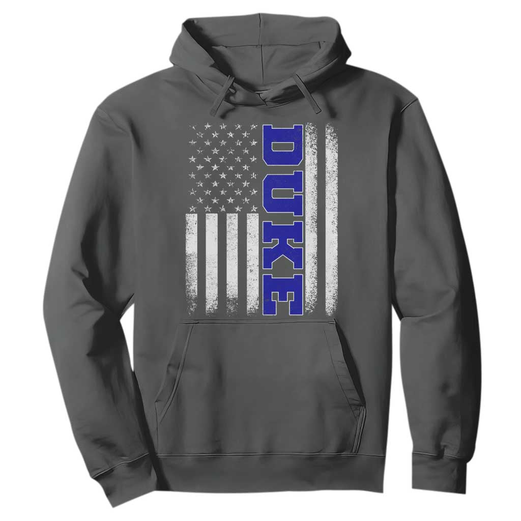 Vintage Duke Name American Flag Hoodie Retro Sport Basketball Fans TS10 Dark Heather Print Your Wear
