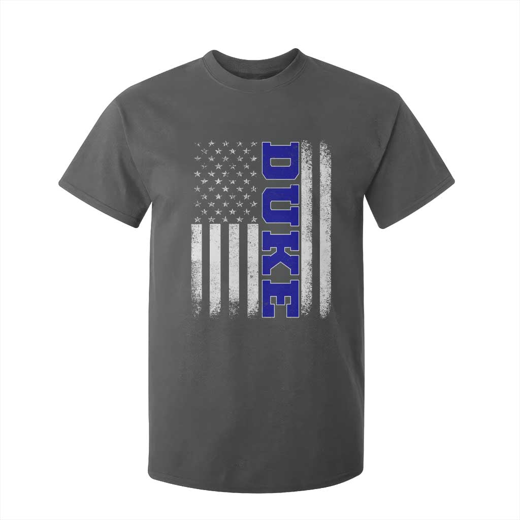 Vintage Duke Name American Flag T Shirt For Kid Retro Sport Basketball Fans TS10 Dark Heather Print Your Wear