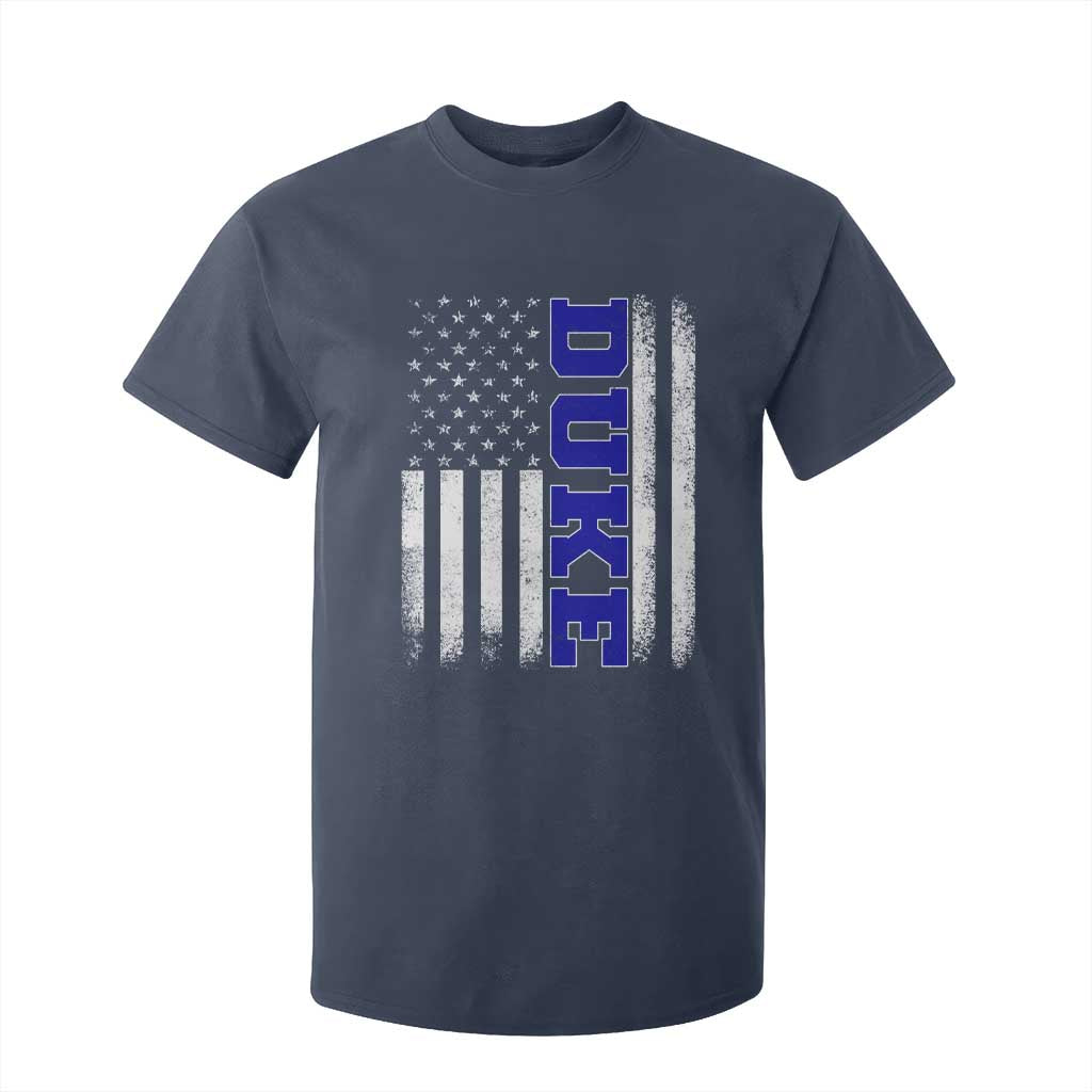 Vintage Duke Name American Flag T Shirt For Kid Retro Sport Basketball Fans TS10 Navy Print Your Wear